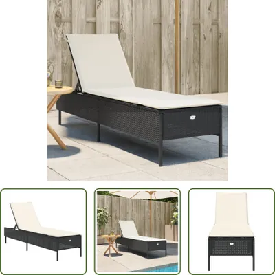 Produktbild von The Living Store Sonnenliege mit Auflage Schwarz Poly-Rattan