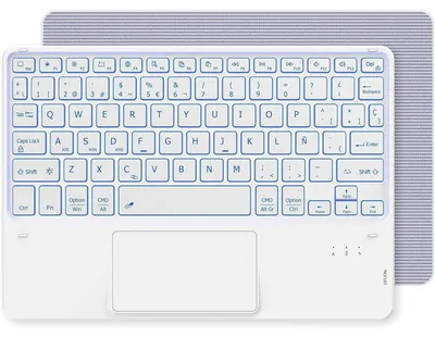Immagine prodotto di Tastiera Bluetooth con touchpad, tastiera spagnola, illuminazione a 7 colori, connessione USB-C, compatibile con iOS, Android e Windows