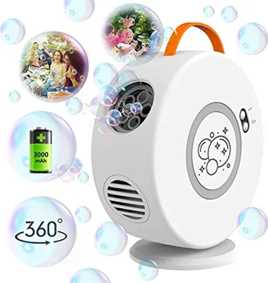 Produktbild von Seifenblasenmaschine, Kinder Seifenblasenmaschine Spielzeug, 90°/360° drehbar, tragbare automatische Seifenblasenmaschine, 500ml, Outdoor Indoor Spiel