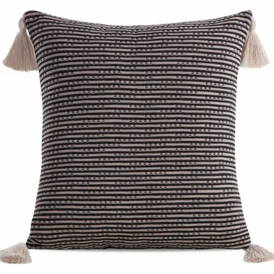 Produktbild von BOHO Kopfkissenbezug 45cm x 45cm schwarz Quasten
