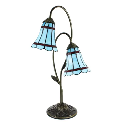 Zdjęcie produktu dla Clayre & Eef Tiffany Lampa stołowa 61 cm Niebieski Brązowy Polyresin