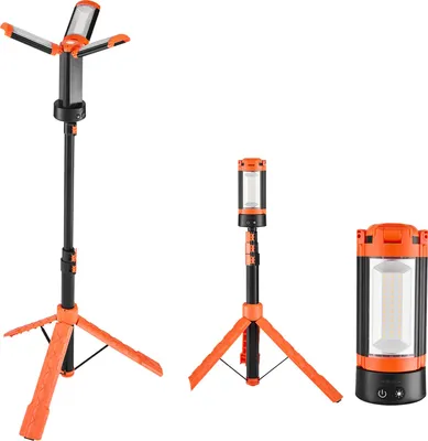 Immagine prodotto di SucceBuy Faretto da cantiere a LED con treppiede, luce da lavoro ricaricabile, 13,2 Ah, luce da campeggio con 3 teste di lampada, supporto per treppiede staccabile, 2200 LM, dimmerabile da 3000 K a 6500 K, ideale per l'illuminazione di cantieri edili