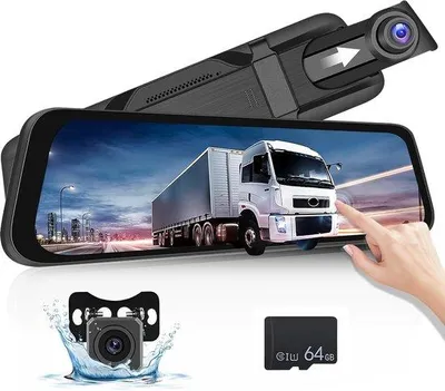 Immagine prodotto di Dashcam a doppia telecamera per auto - Telecamera anteriore e posteriore - Telecamera per auto a doppia telecamera - Telecamera per auto con due telecamere - Dashcam a doppia telecamera per veicoli