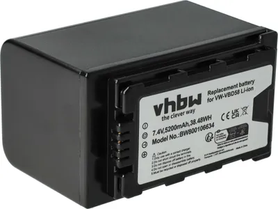 Produktbild von vhbw Akku Ersatz für Panasonic VW-VBD58 für Videokamera Camcorder (5200 mAh, 7,4 V, Li-Ion) + Infochip