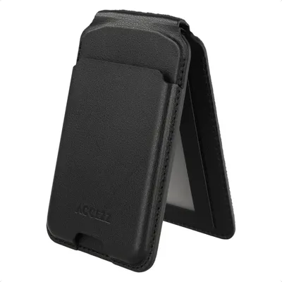 Produktbild von Accezz Magnetische Leder-Wallet mit Standfunktion - Geeignet für Apple Find My - Onyx Black