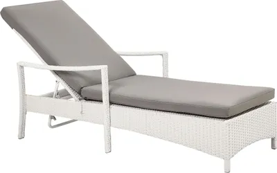 Produktbild von BELIANI Gartenliege weiß/grau Rattan inkl. Auflage verstellbar