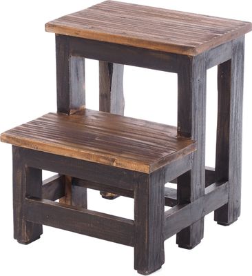 TRITTLEITER "STEP" | 46x37 cm (HxB), Altholz | Tritthocker | Farbe: 04 schwarz-natur