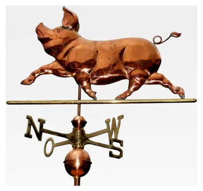 Produktbild von Wetterfahne Schwein aus Kupfer - Für Hausdach oder Bauernhof/Stall