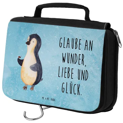 Produktbild von Mr. & Mrs. Panda badtasche Pinguin Marienkäfer - Eisblau - Geschenk, kosmetiktäschchen, Glück, Kulturbeutel, Liebe, Kulturtasche, kulturtäschchen, Wunder, Toilettentasche