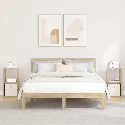 Image de vidaXL Table de chevet, lot de 2, chêne Sonoma, 30,5 x 27 x 59,5 cm, bois d'ingénierie