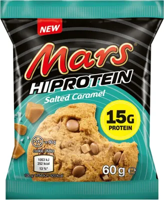 Produktbild von Mars Mars HiProtein Cookie 60 g salted caramel / Riegel, Cookies & Brownies / Mars Protein Cookie mit Schokoladen- und Karamellstückchen