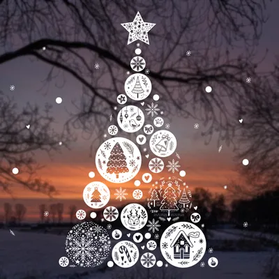 Produktbild von 112er Set Fensterbild DIY Weihnachtsbaum I weiß I statisch haftend I wiederverwendbar I dv_1312