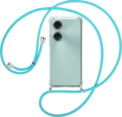 Produktbild von Handykette Backcover-Schutzhülle mit Band (Metall silberfarben) für Huawei nova 11i (MAO-LX9, 6.8'') - türkis
