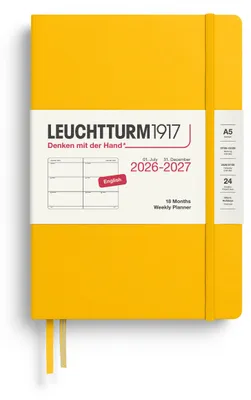 Image de Calendrier hebdomadaire LEUCHTTURM1917 pour 2027, format A5, avec bloc-notes ligné - Agenda en anglais