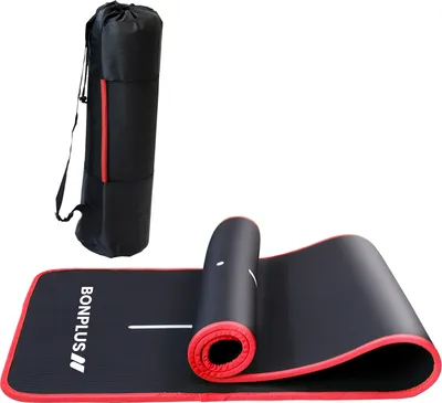 Image de Bonplus BP | Tapis de yoga épais | Epaisseur 10 mm | Tapis de sport | Bandoulière et sac de transport inclus | Idéal pour le sport à la maison