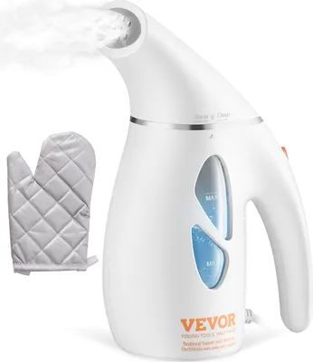 Obrázek produktu pro VEVOR Přenosná napařovací žehlička Napařovací žehlička 900 W Cestovní žehlička 180 ml max. použitelný objem, Parní žehlička Není třeba žehlicí prkno, Bílá napařovací žehlička s rukavicemi proti přehřátí a kabelem 365,76 cm