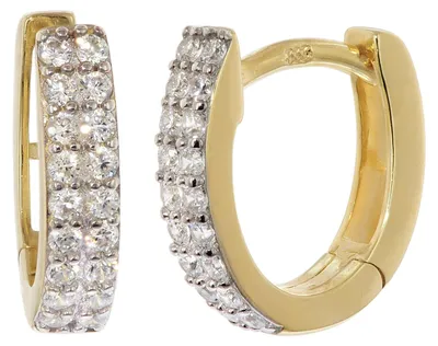 Produktbild von trendor 21695 Damen-Ohrringe Gold 333/8K Klapp-Creolen mit Zirkonia 12 mm