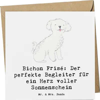 Produktbild von Mr. & Mrs. Panda Klappkarte Bichon Frisé Freude - Weiß - Geschenk, Hundeerziehung, Familienhunde, Hunderasse, kleine Hunde, anlasskarte, Hunderassen, Verbundenheit, Liebe