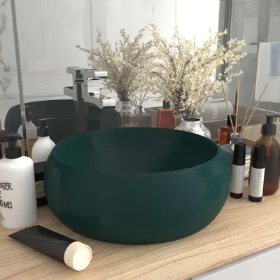 Produktbild von s Waschbecken Rund Matt Dunkelgrün 40x15 cm Keramik 147003