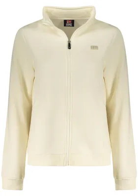 Produktbild von Gefüttertes Damen Sweatshirt Weiß mit Reißverschluss und Applikation