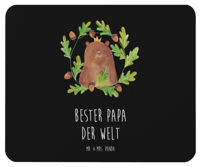 Produktbild von Mr. & Mrs. Panda Mauspad Bär König - Schwarz - Geschenk, computermatte, Teddy, pc mausunterlage, Daddy, mousematte, Mouse Pad, Papa, Mousepad, Bester, Vatertag, Dad