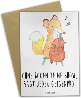 Produktbild von Mr. & Mrs. Panda Grußkarte Geige Bogen - Weiß - Geschenk, Kammermusik, einladungskarten, Musiker, Folklore, Instrument, Orchester, Grußkarten, Violinist, weihnachtskarten