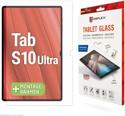 Produktbild von Displex Tablet Glass (9H) für Samsung Galaxy Tab S10 Ultra/S11 Ultra, Eco-Montagerahmen L-Form, unzerbrechlich, Klare Bildschirmschutzfolie, 9H, 1 Stück(e)