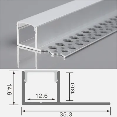 Produktbild von 1m Unterputz Trockenbau Alu- Profil LED Kanal System mit Milchglas Abdeckung für LED-StreifenProfil H-14