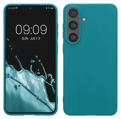 Produktbild von kwmobile Hülle für Samsung Galaxy S26 FE TPU Case - Handyhülle unterstützt kabelloses Laden, flexible Schutzhülle, gummiertes Cover in Petrol matt