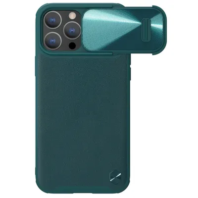 Zdjęcie produktu dla Nillkin Camshield Leather S Case Etui Iphone 14 Pro Max Pokrowiec Z Osłoną Na Aparat Zielone