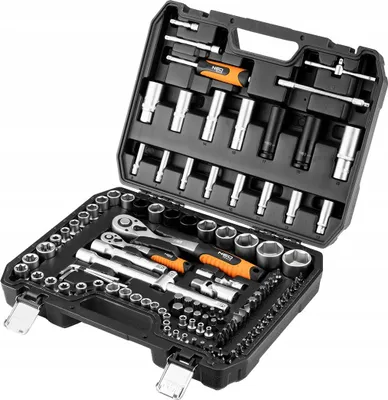 Produktbild von Steckschlüsselsatz NEO TOOLS 10-215 115-teilig 1/2" 1/4" CrV CrMo Udar-Stecknüsse