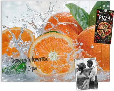Produktbild von Magnettafel 120x90cm Pinnwand Whiteboard beschreibbar - Spritzige Orangen