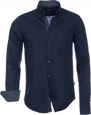 Zdjęcie produktu dla Zupełnie nowa designerska koszula lniana CARISMA, granatowa jednolita, CRM8339, SLIM FIT, rozmiar L