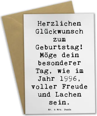 Produktbild von Mr. & Mrs. Panda Grußkarte Spruch 1996 Geburtstag Freude - Weiß - Geschenk, Happy Birthday, besonderer Tag, Geburtstagsgeschenk, Feierlichkeiten, weihnachtskarten