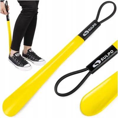 Produktbild von Sulpo Plastik Schuhlöffel lang gelb mit Haken 39 cm
