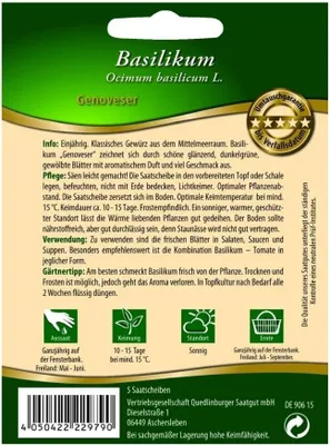 Produktbild von Saatscheibe Basilikum, Genoveser