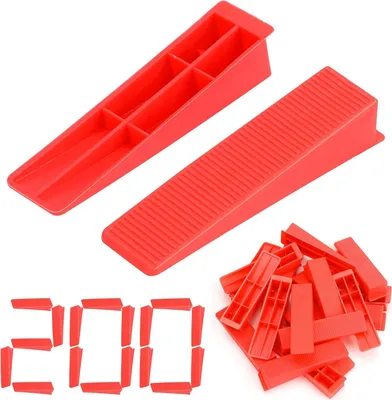 Produktbild von 200 Stück Fliesenkeile Kunststoff Fliesen Nivelliersystem Montagekeile für Wand und Bodenfliesen Abstandshalter Fliesenverleghilfe Fugenkeile L82mm *W19mm *H15mm