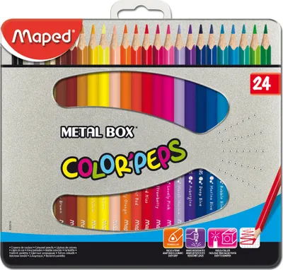 Image de Maped crayon de couleur triangulaire COLOR'PEPS, étui métallique de 24 pièces
