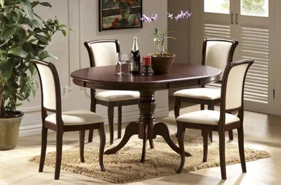 Immagine prodotto di Tavolo da pranzo Tavolo da cucina Olivia 106-141x106x76cm noce scuro allungabile stile liberty