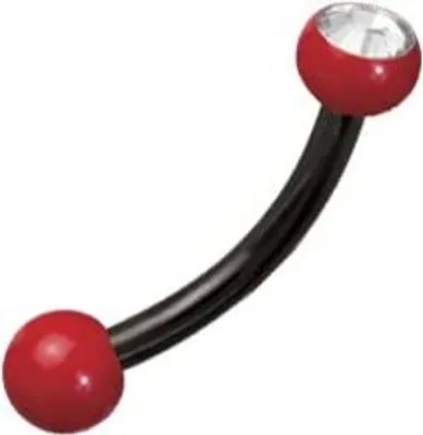 Immagine prodotto di Piercing per sopracciglia in acciaio nero 2 sfere di smalto rosso 3 mm con elementi di cristallo BK-EJBBN.RE.CZ - 6,0 millimetri