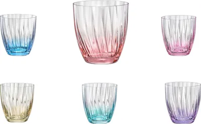 Produktbild von Wassergläser Saftgläser Kate Optic, Wassergläser mehrfarbig, 300 ml, 6er Set Bohemia Kristallglas