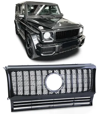Image de Grille avant de radiateur, noire brillante, pour Mercedes-Benz Classe G (W463), modèles de 1990 à 2018