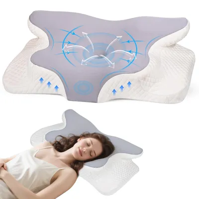 Zdjęcie produktu dla Poduszka ortopedyczna pod głowę – ergonomiczna, wykonana z pianki visco – dwie wysokości: 9/12 cm – zdejmowana, możliwość prania pokrowca – optymalna jakość snu – naturalne ułożenie głowy – poduszka do spania