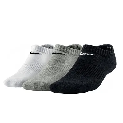 Produktbild von Nike YTH CTN Cush No Show 3er Pack Sneakersocken Socken verschiedene Farben, Größe:S, Farbe:weiß/grau/schwarz