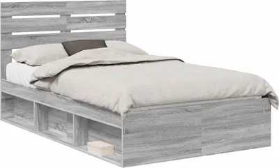 Obrázok produktu pre Rám postele Sivý Sonoma 120 x 190 cm Masívne borovicové drevo