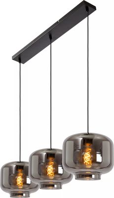 Lucide Pendelleuchte Medine rauchgrau Glas 3-flammig 90 cm E27 Lampe Leuchte