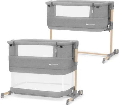 Produktbild von Kinderkraft NESTE GROW - 3-in-1 Beistellbett - höhenverstellbar - 2-stufige Neigung - für Babys bis 2 Jahre - inkl. Matratze - Holz-Grau