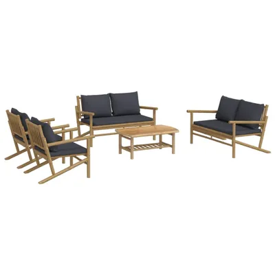 Immagine prodotto di Set Salotto da Giardino 5pz con Cuscini Grigio Scuro Bambù