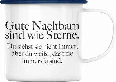Produktbild von Trendation - Trendation - Nachbarn Abschied Geschenk Emaille Tasse Abschiedsgeschenk Nachbarin Nachbar Bester Nachbar Gute Nachbarn (Blau)