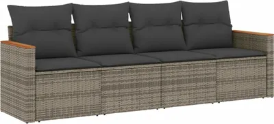Produktbild von vidaXL 4-tlg. Garten-Sofagarnitur mit Kissen Grau Poly Rattan